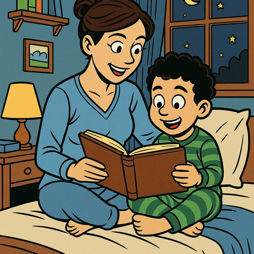 ילד מחזיק ספר מודפס חדש עם חיוך רחב וגאווה