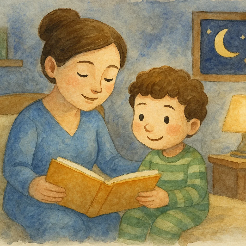 Un niño sonriente con autismo sosteniendo un libro personalizado colorido con hermosas ilustraciones