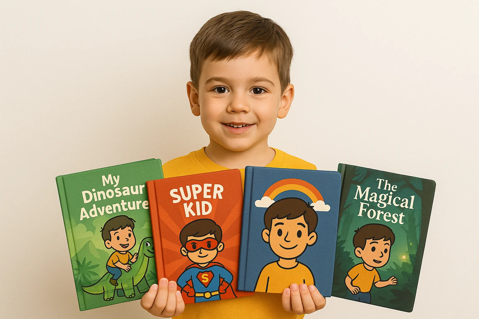 Ein Kind, das motiviert ist zu lesen mit einem personalisierten Buch, das sein Interesse und seine Neugier weckt