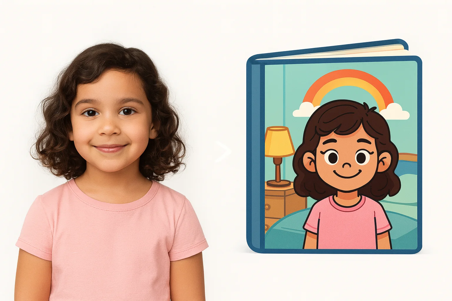 Un enfant apprenant des valeurs éducatives à travers un livre personnalisé avec des messages positifs