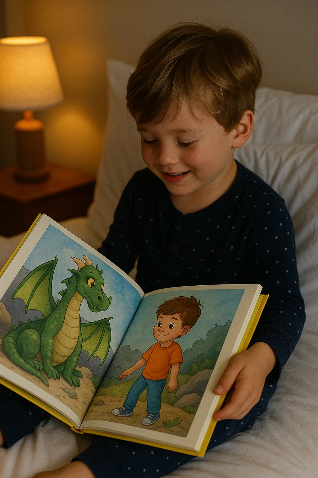 ילד עם ADHD קורא ספר מותאם אישית שמעצים את היכולות המיוחדות שלו