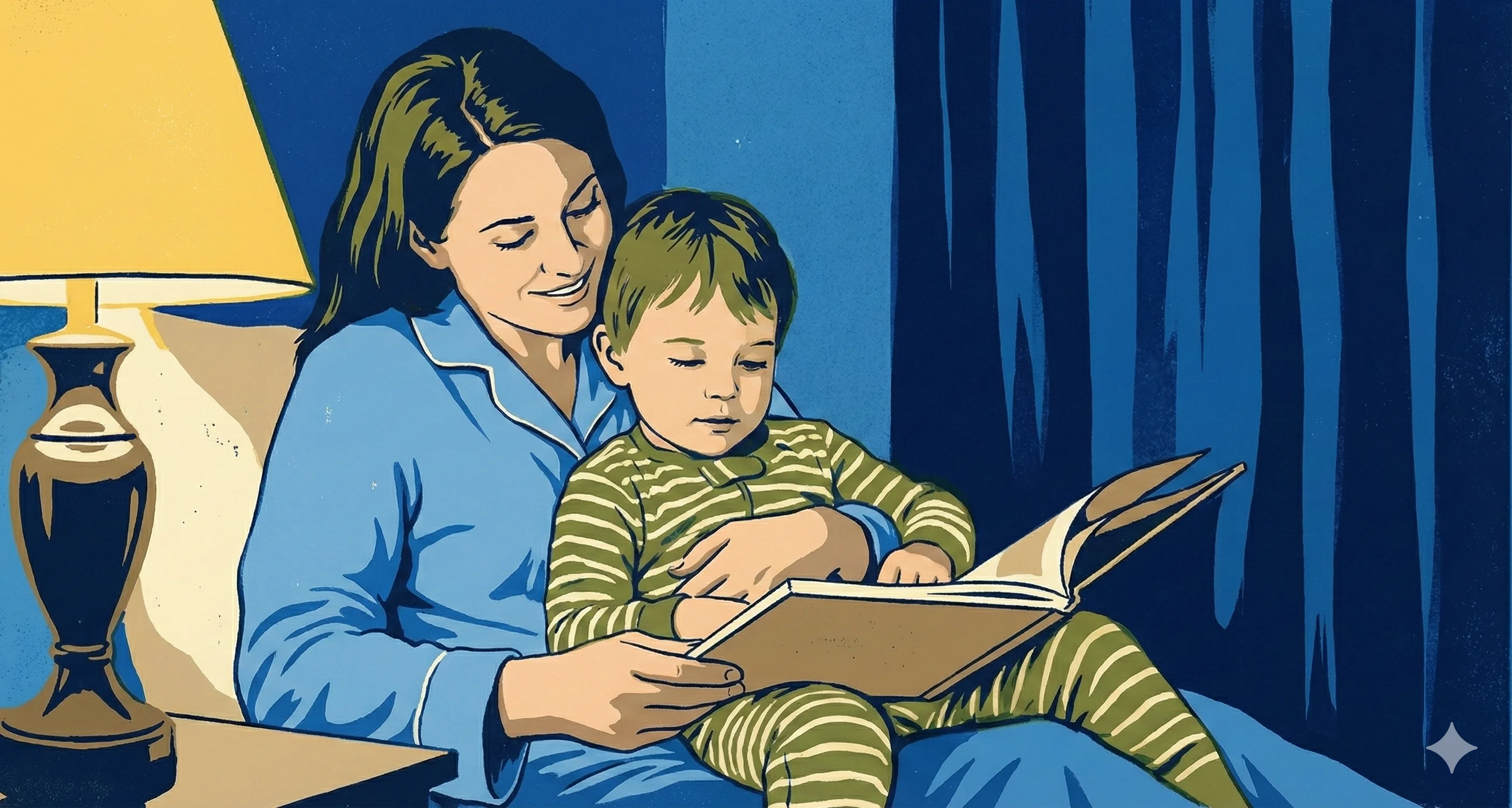 Bold, poster-like illustrations with flat colors and clean, simple shapes